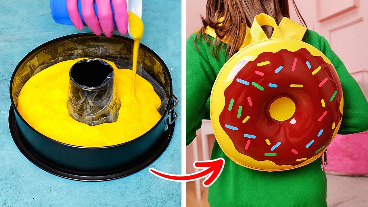 💖 DIY TRENDY CRAFTS 🎒🍩 Donut Backpack & Fun Accessories for School 🖍️