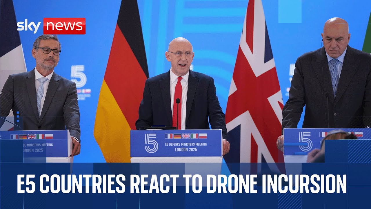 European defence ministers hold news conference following Russia’s drone incursion