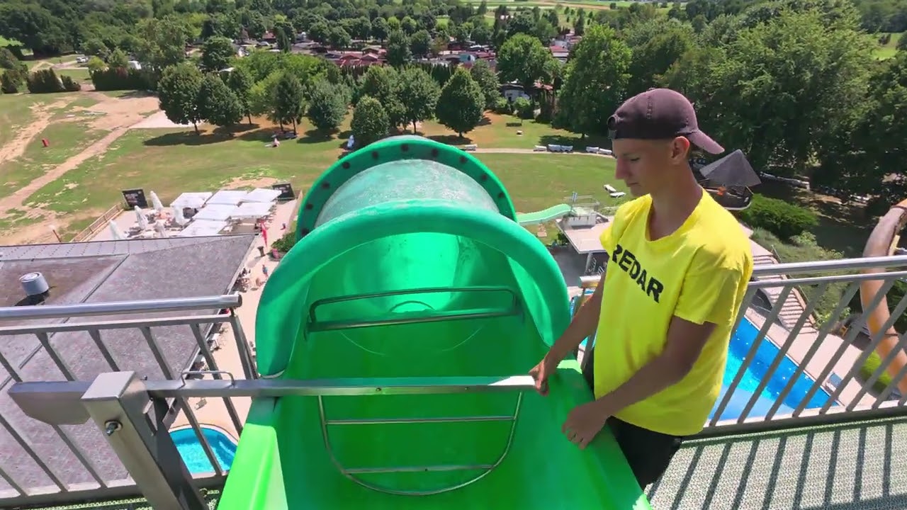 Giant Green Water Slide at Terme 3000 🇸🇮