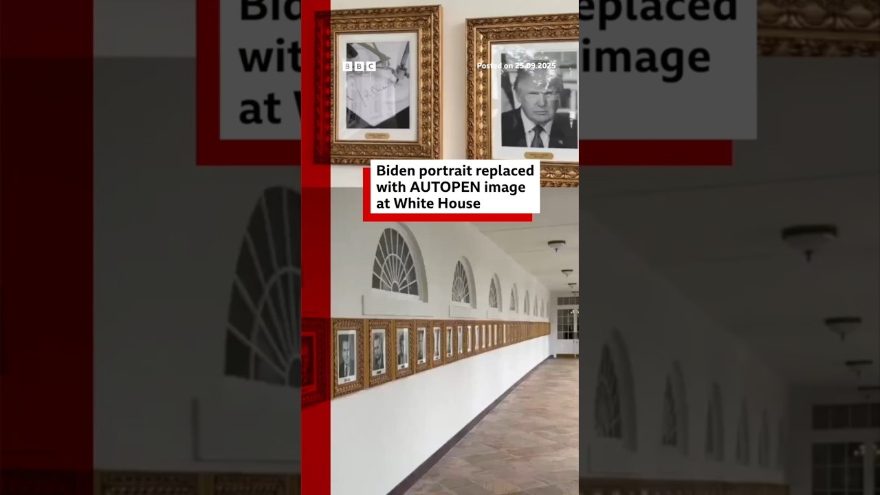 Joe Biden portrait replaced with autopen image at White House. #JoeBiden #WhiteHouse #BBCNews