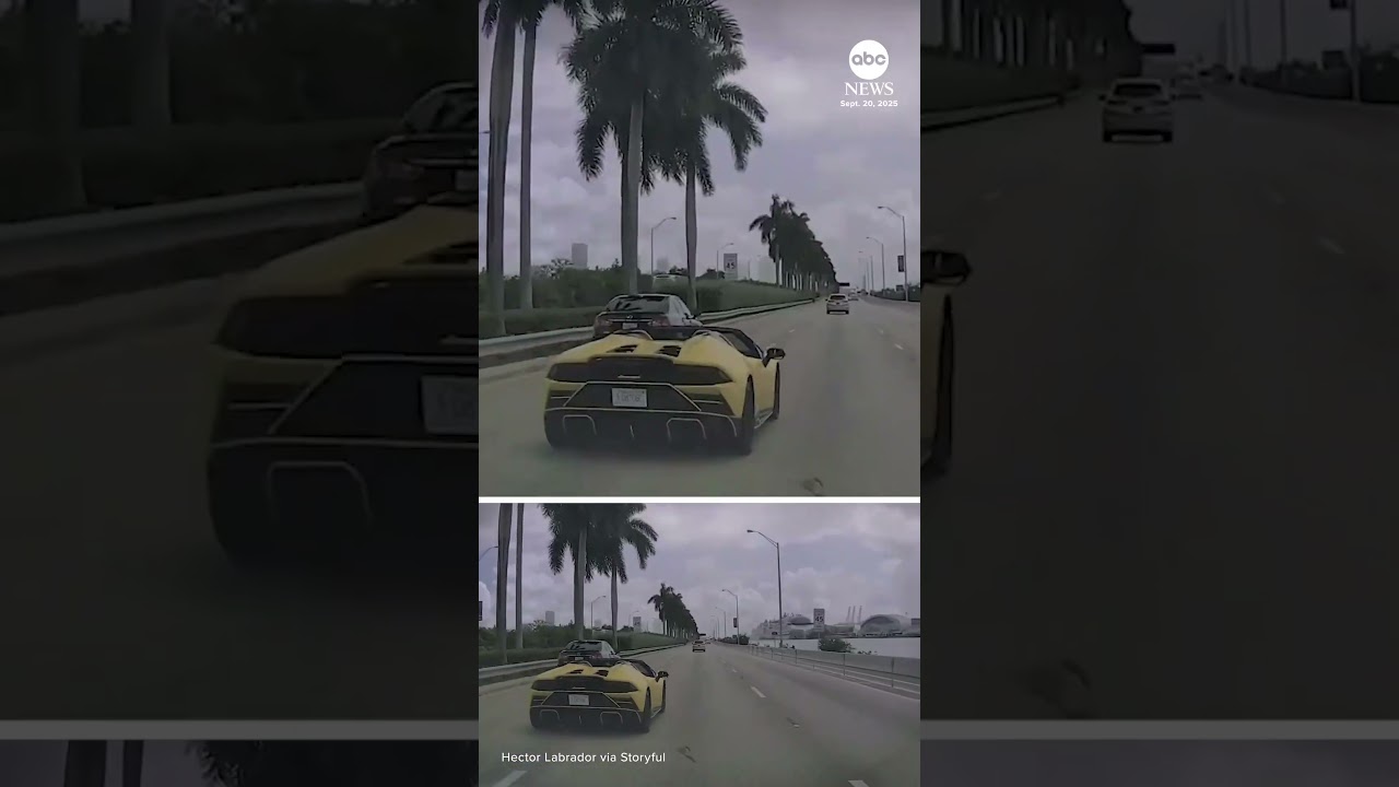 Lamborghini driver loses control on Miami causeway
