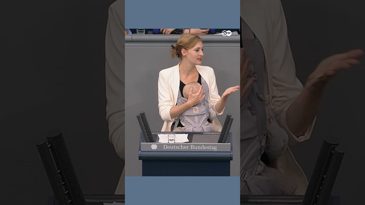 Lawmaker makes history by giving speech while carrying her baby at Bundestag podium | DW News