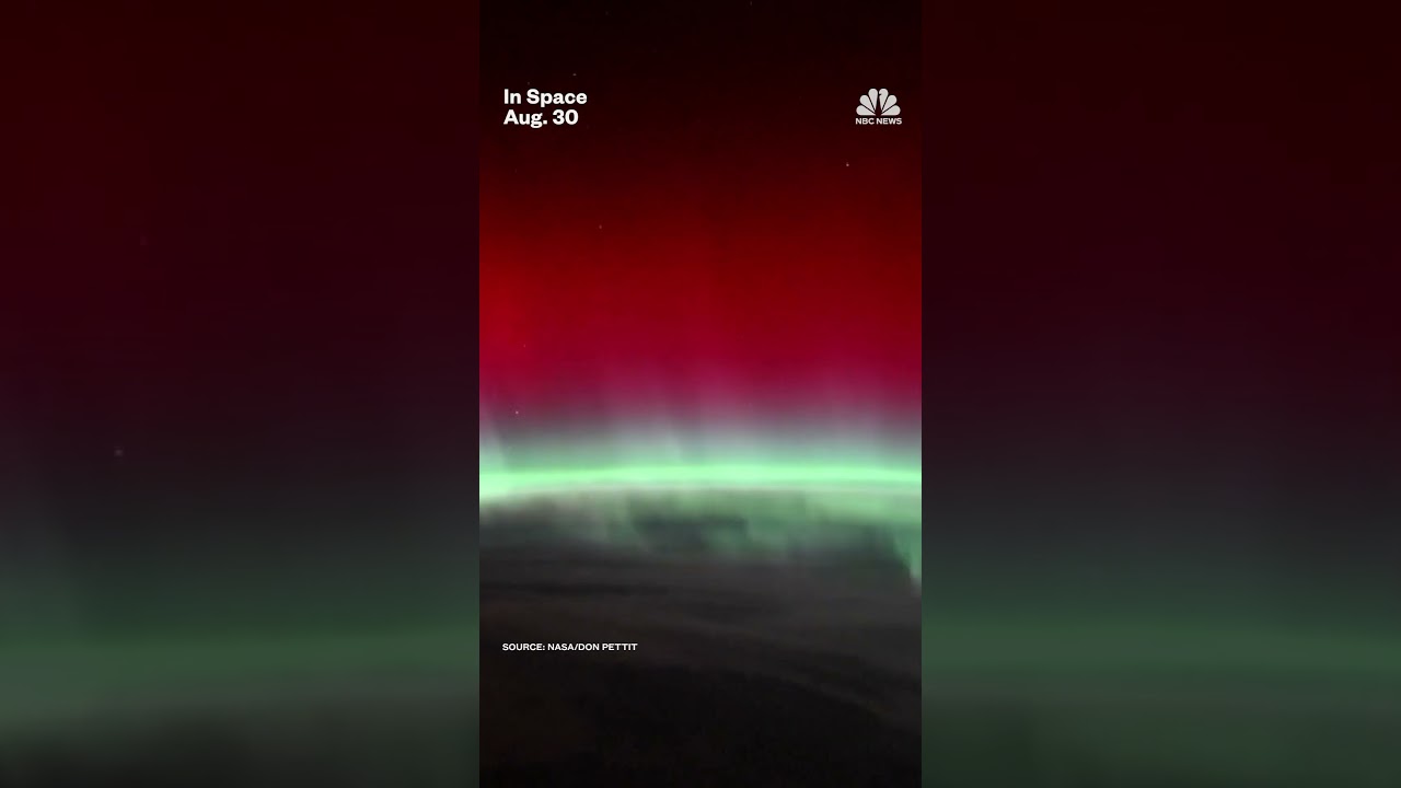 U.S. astronaut Don Pettit captures the view of a red aurora from the International Space Station