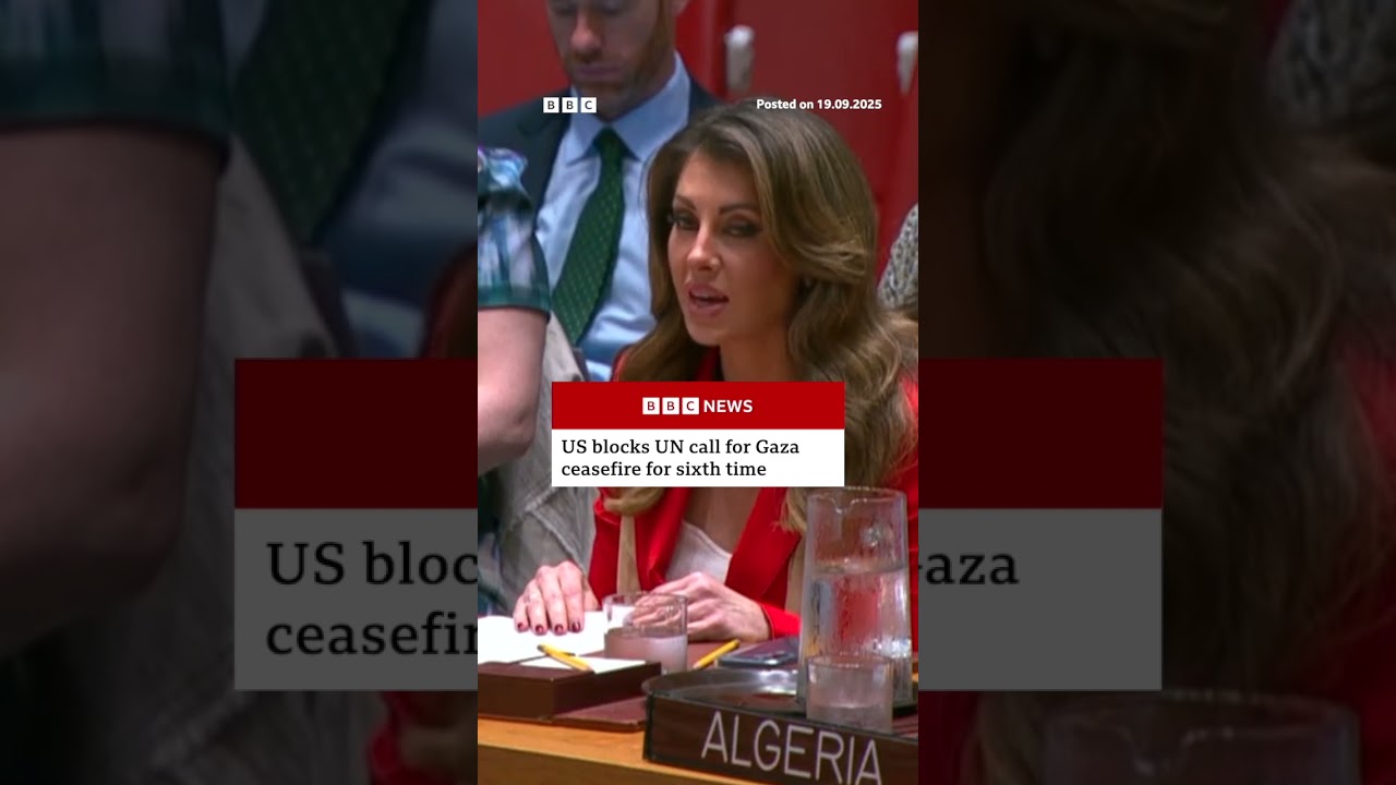 US blocks UN call for Gaza ceasefire for sixth time. #BBCNews