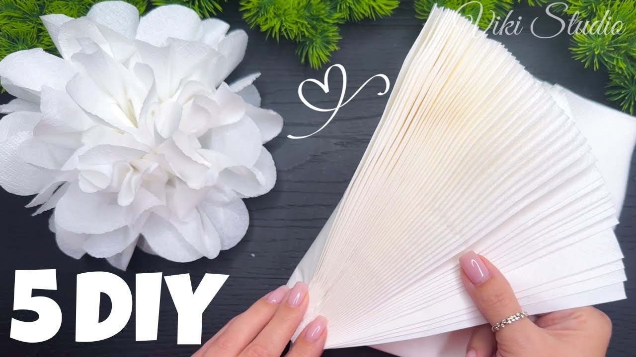 🌺 5 Easy DIY Napkin Flower Ideas | Tissue Paper Craft for Beginners 🌺