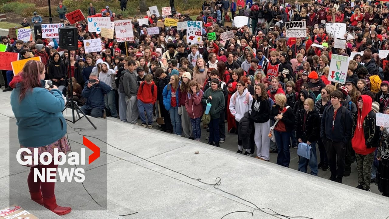 Alberta students walk out of class to support teachers ordered back to work