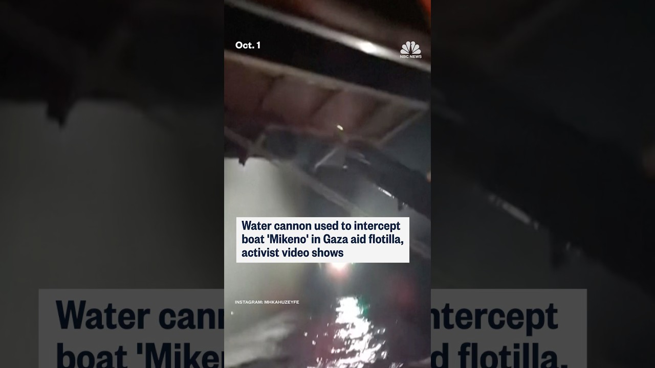 An Israeli vessel used a water cannon to intercept a boat in the Gaza aid flotilla