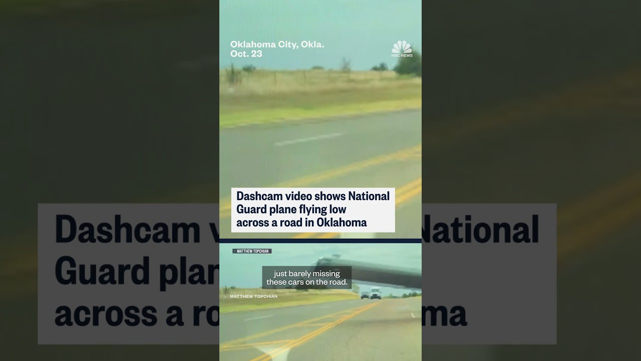 Dashcam video shows National Guard plane flying low across a road in Oklahoma