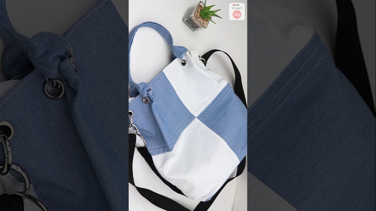diy patchwork bag idea jeans recycle short #bag #sewing #jumbobag