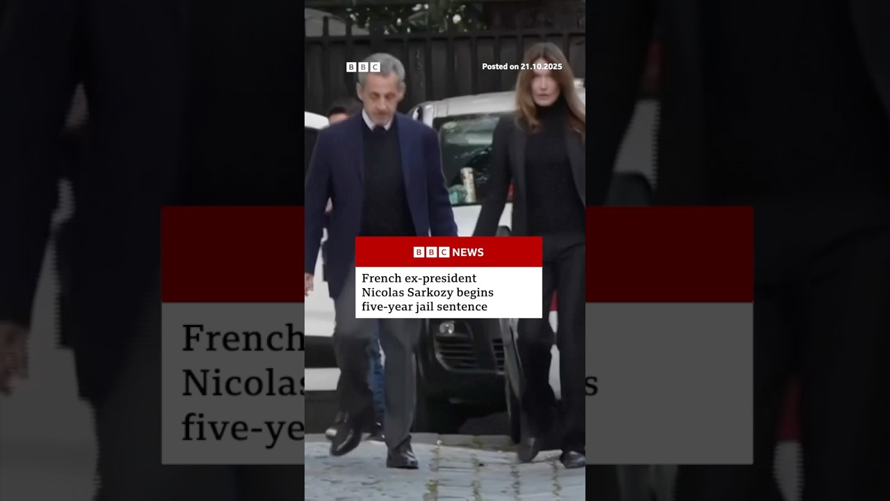 French ex-president Nicolas Sarkozy begins five-year jail sentence. #France #BBCNews