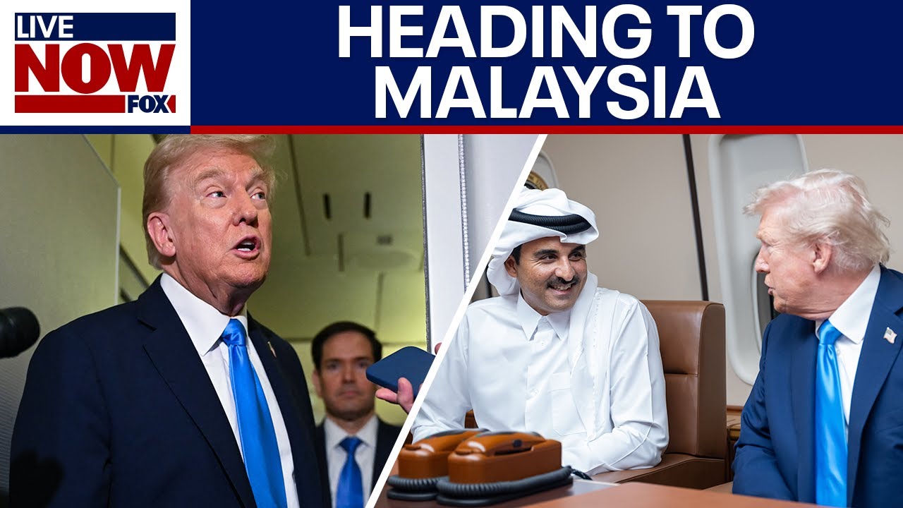 Trump speaks on Air Force One, travels to Malaysia, meets with Emir of Qatar