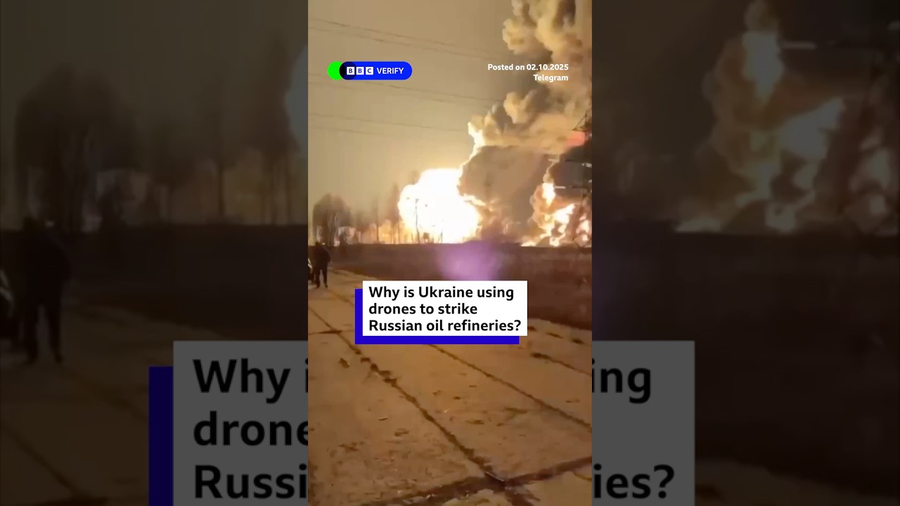Why is Ukraine using drones to strike Russian oil refineries? #Ukraine #Russia #BBCNews