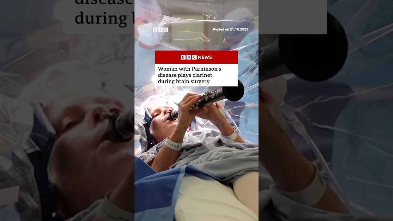 Woman with Parkinson’s disease plays clarinet during brain surgery. #BBCNews