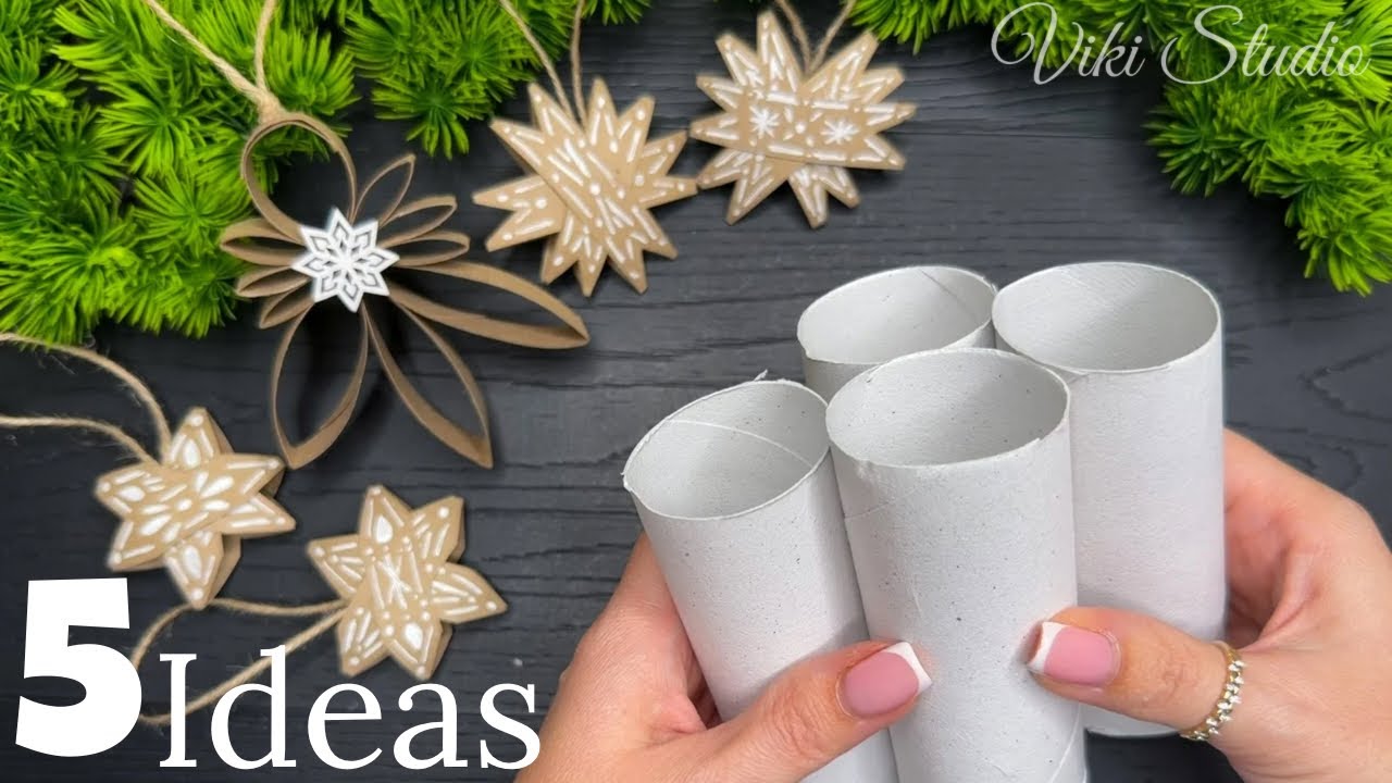 5 Christmas Crafts Ideas! Toilet Paper Roll Winter Ornaments