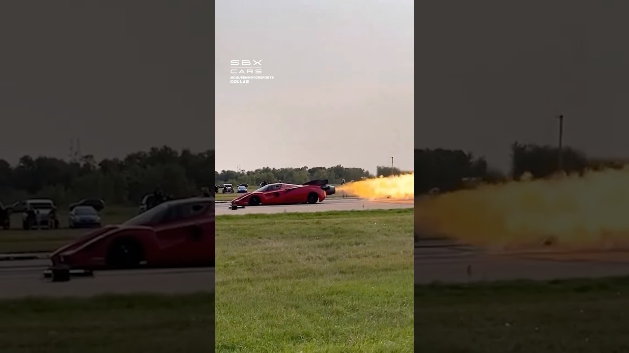 Ferrari With A Jet Engine! 🔥 #ferrari #engine #fire