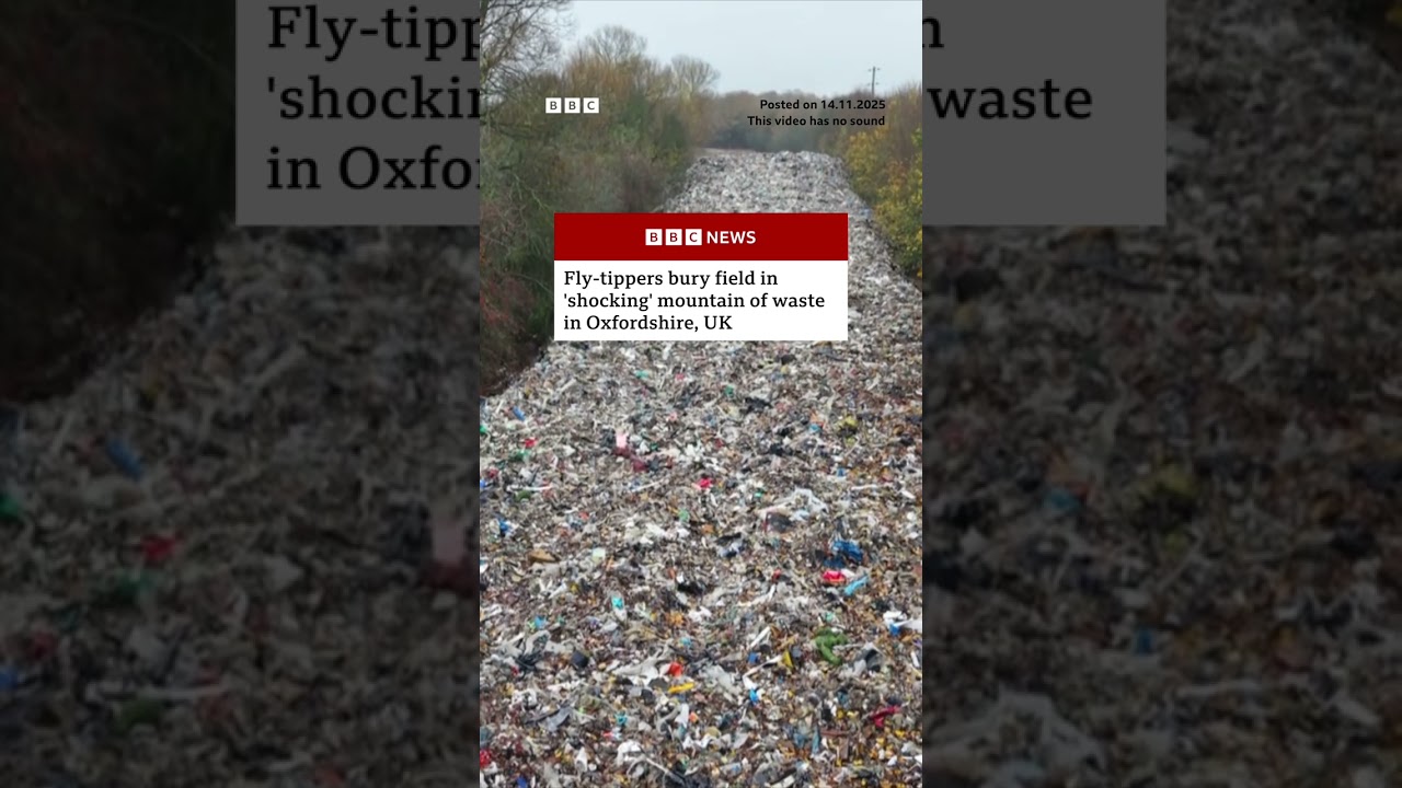 Fly-tippers bury field in ‘shocking’ mountain of waste. #UK #BBCNews