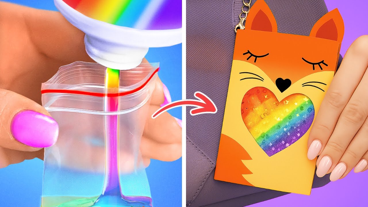🎨 MAKE YOUR SCHOOL COLORFUL 🌈✏️ Easy DIY Rainbow Crafts! 💕