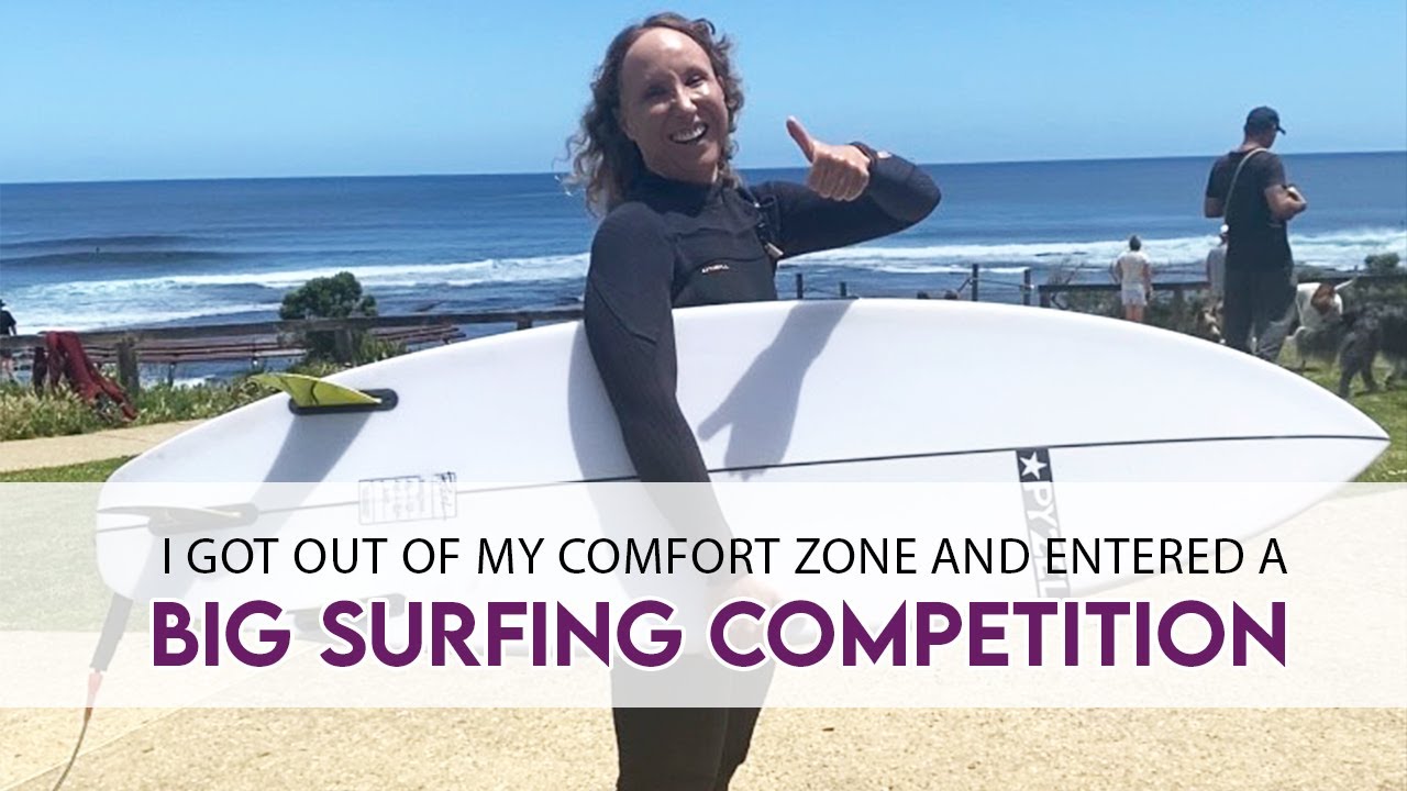 old woman surfing big waves