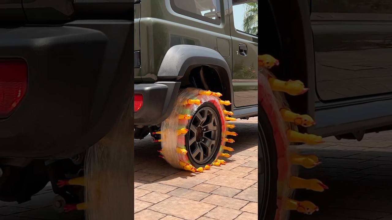 Rubber Chicken Tire! 🐔 #chicken #cars #tires