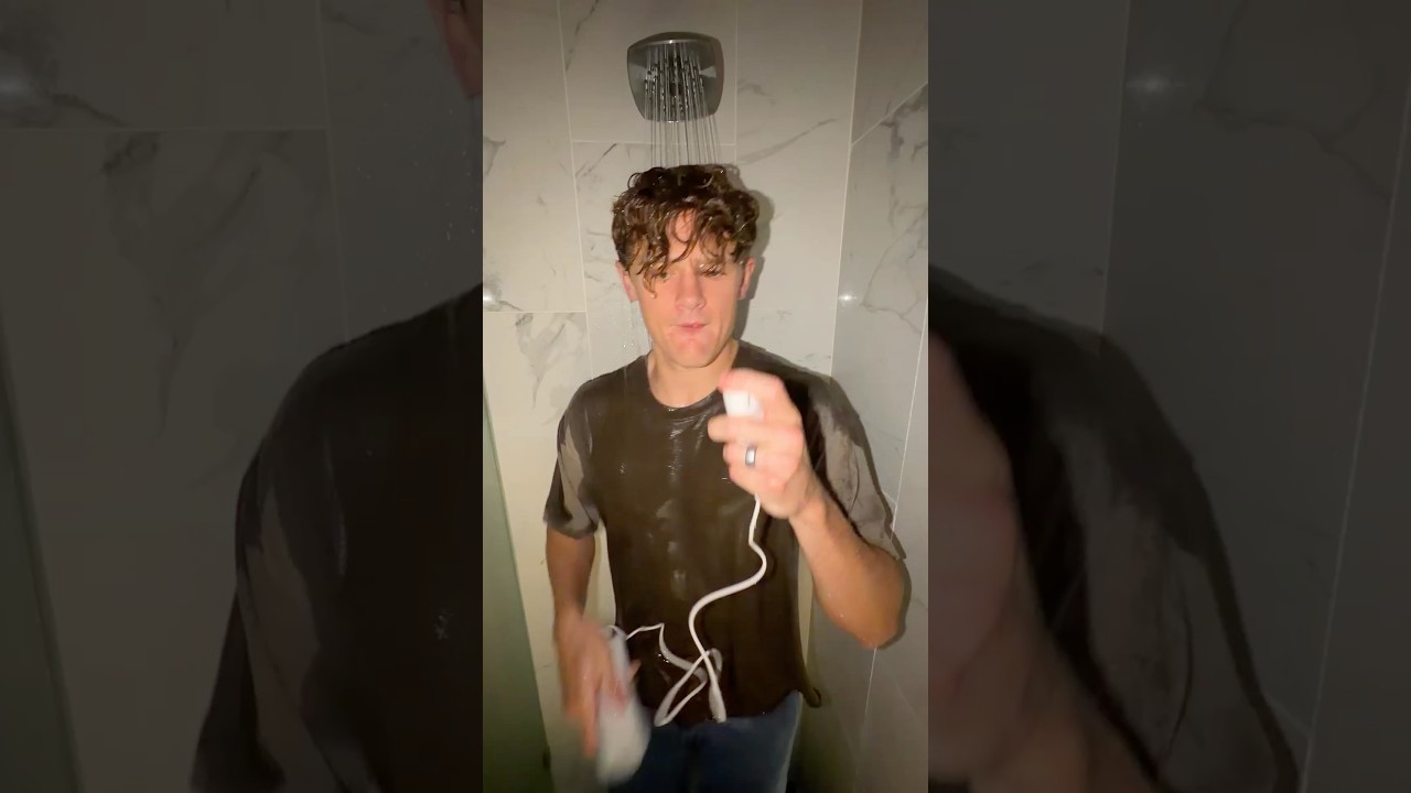 testing Wii Bowling in the shower