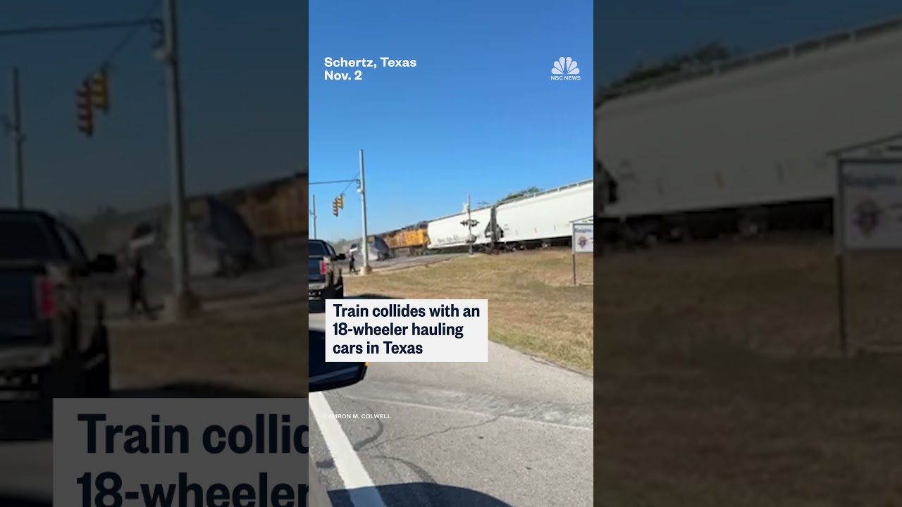 Train collides with truck hauling cars in Texas