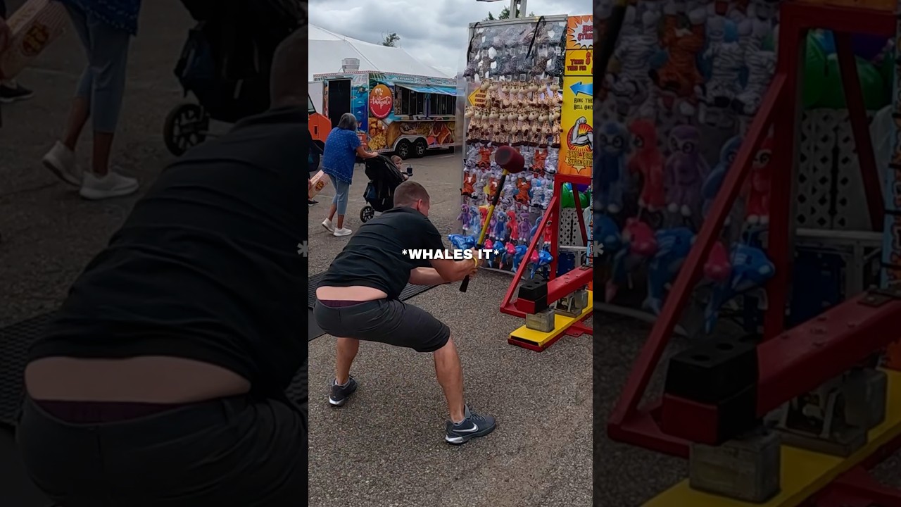 Beating the high score on the carnival hammer game 🥹❤️