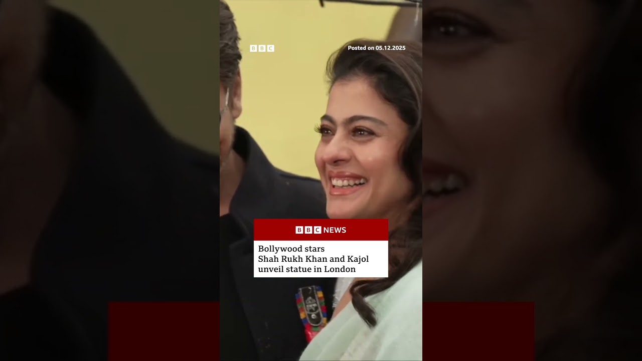 Bollywood stars Shah Rukh Khan and Kajol unveil statue in London. #SRK #DDLJ #BBCNews