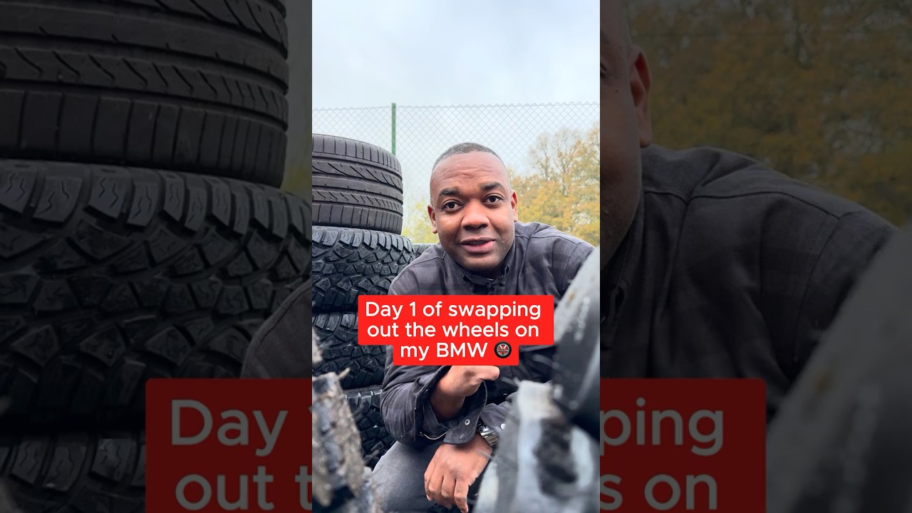 Day 1 of swapping out the wheels on our BMW Z4