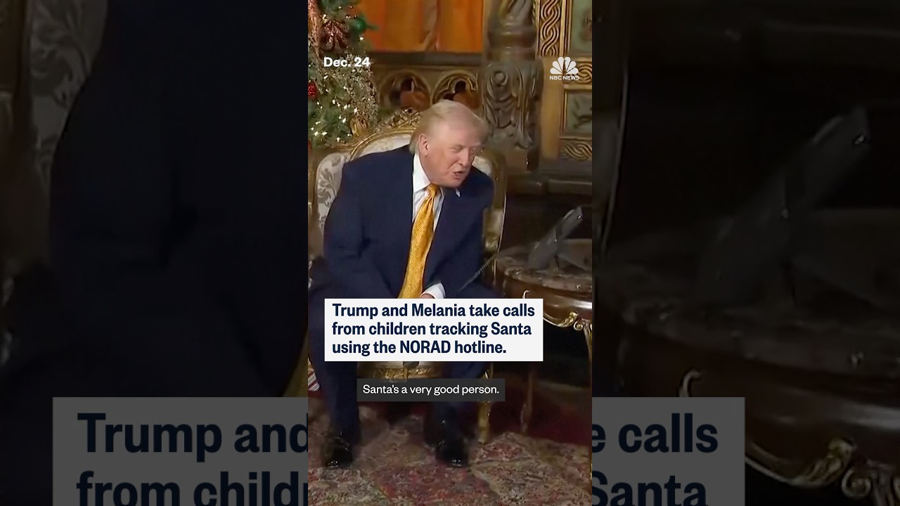 Donald Trump and Melania take calls from children tracking Santa using the NORAD hotline