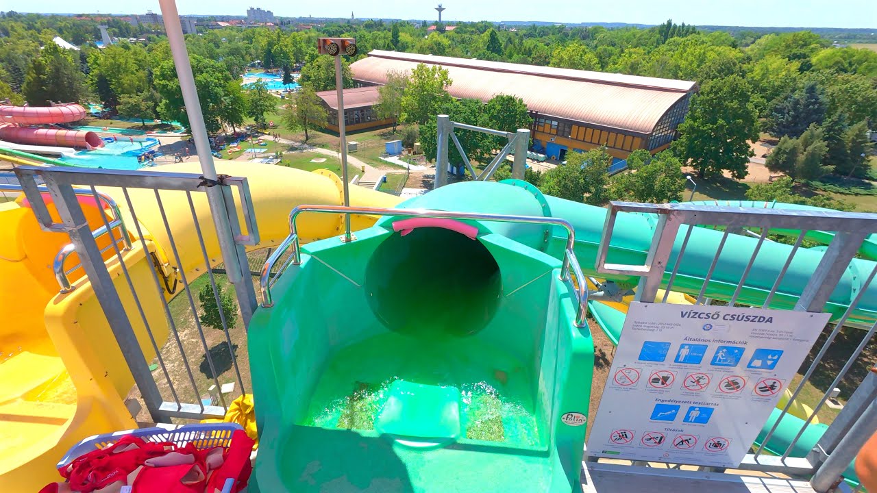 Green Tube Water Slide at HungaroSPA 🇭🇺