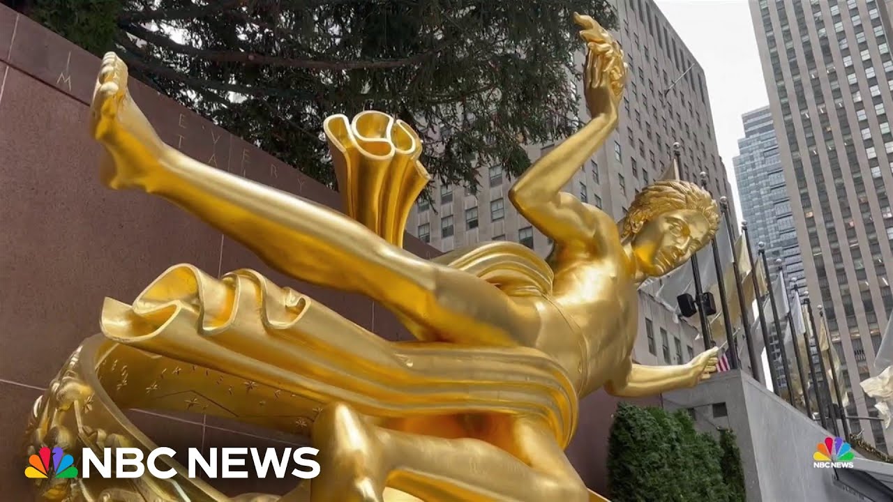 Prometheus statue at Rockefeller Center gets a golden makeover