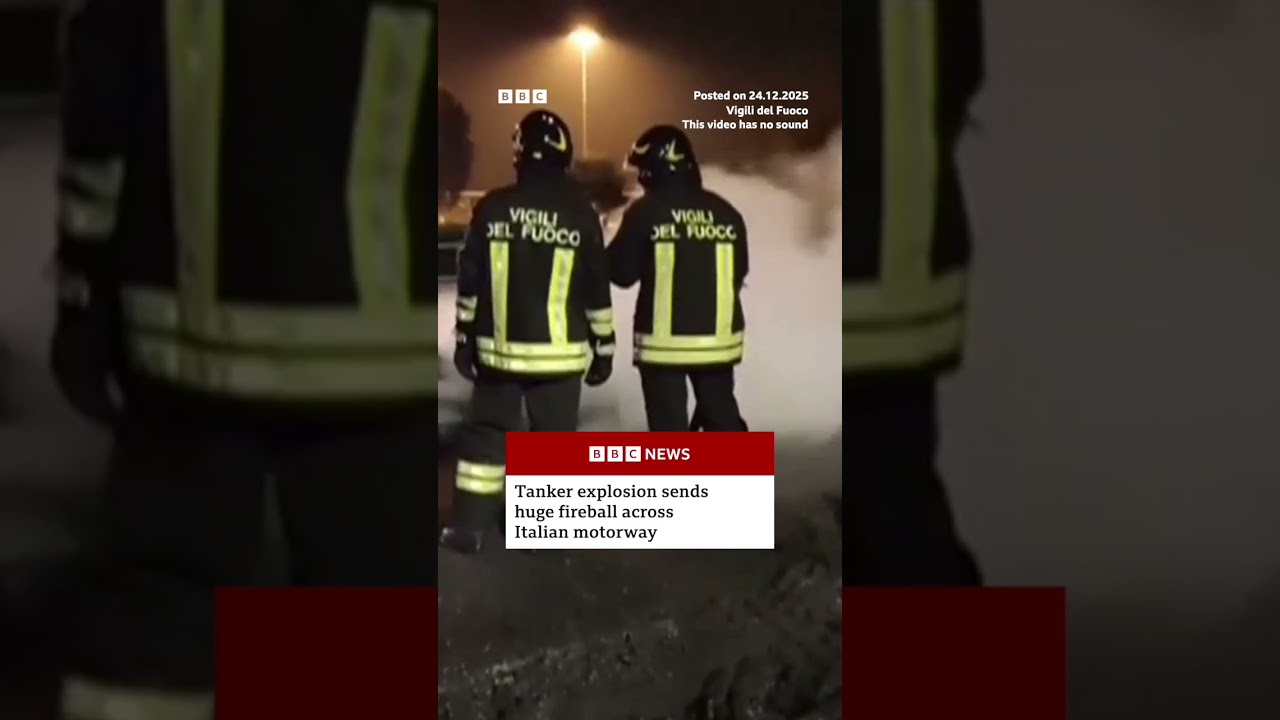 Tanker explosion sends huge fireball across Italian motorway. #Italy #BBCNews