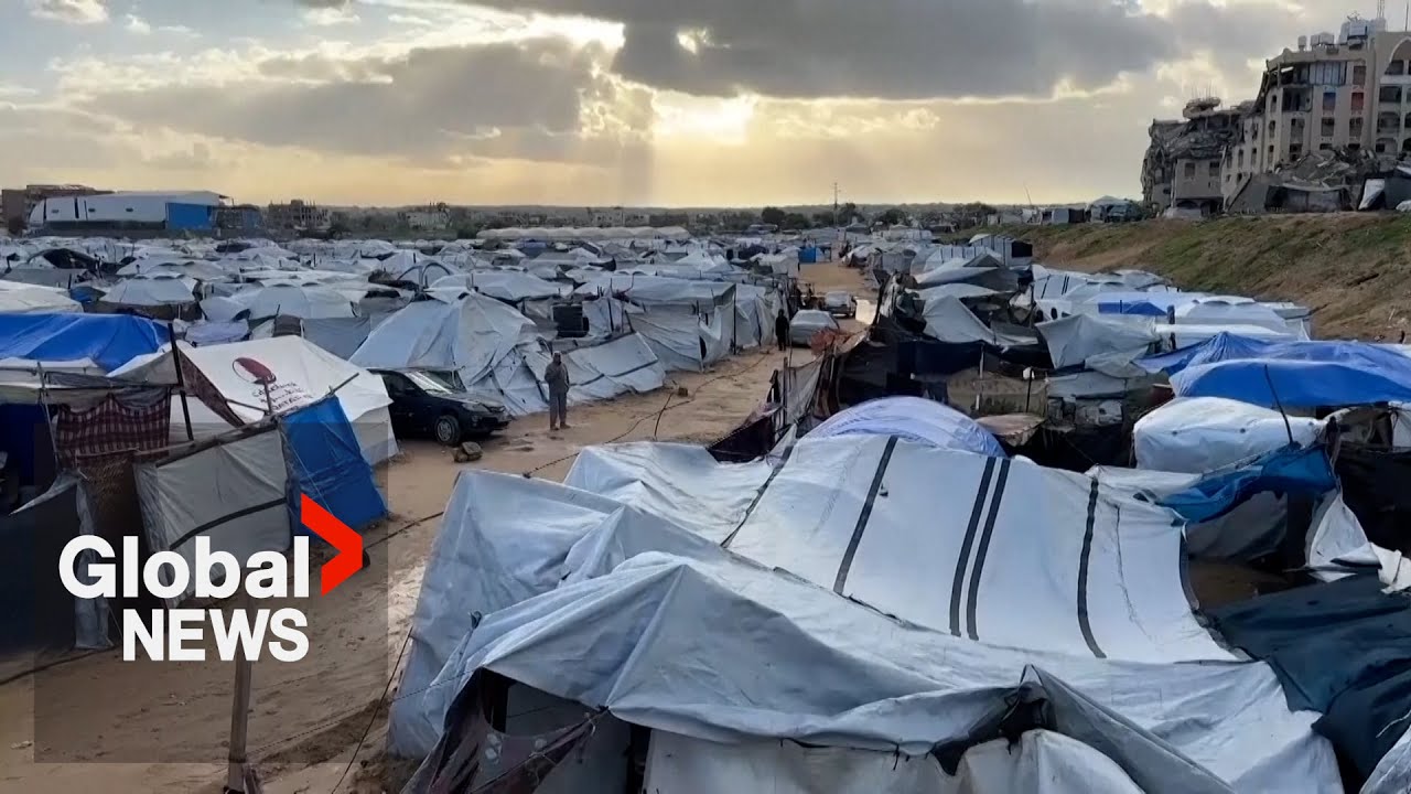 “There is nothing left”: Wind and rain tear through tent shelters in Khan Younis