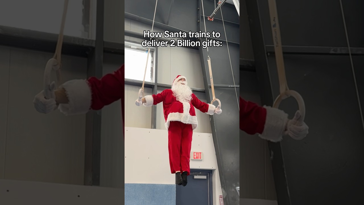 This is why he eats all the milk and cookies 👀 #gymnastics #gymnast #olympics #christmas #santa