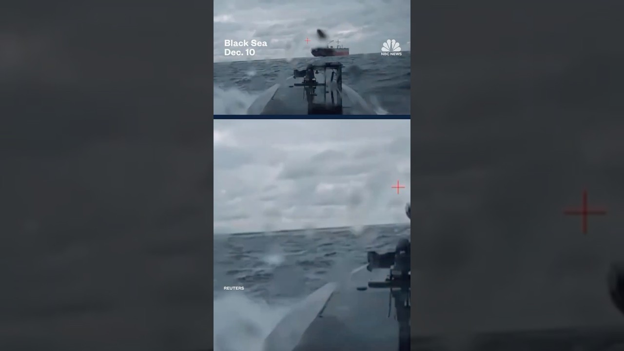 Ukrainian naval drones strike a Russian shadow fleet tanker