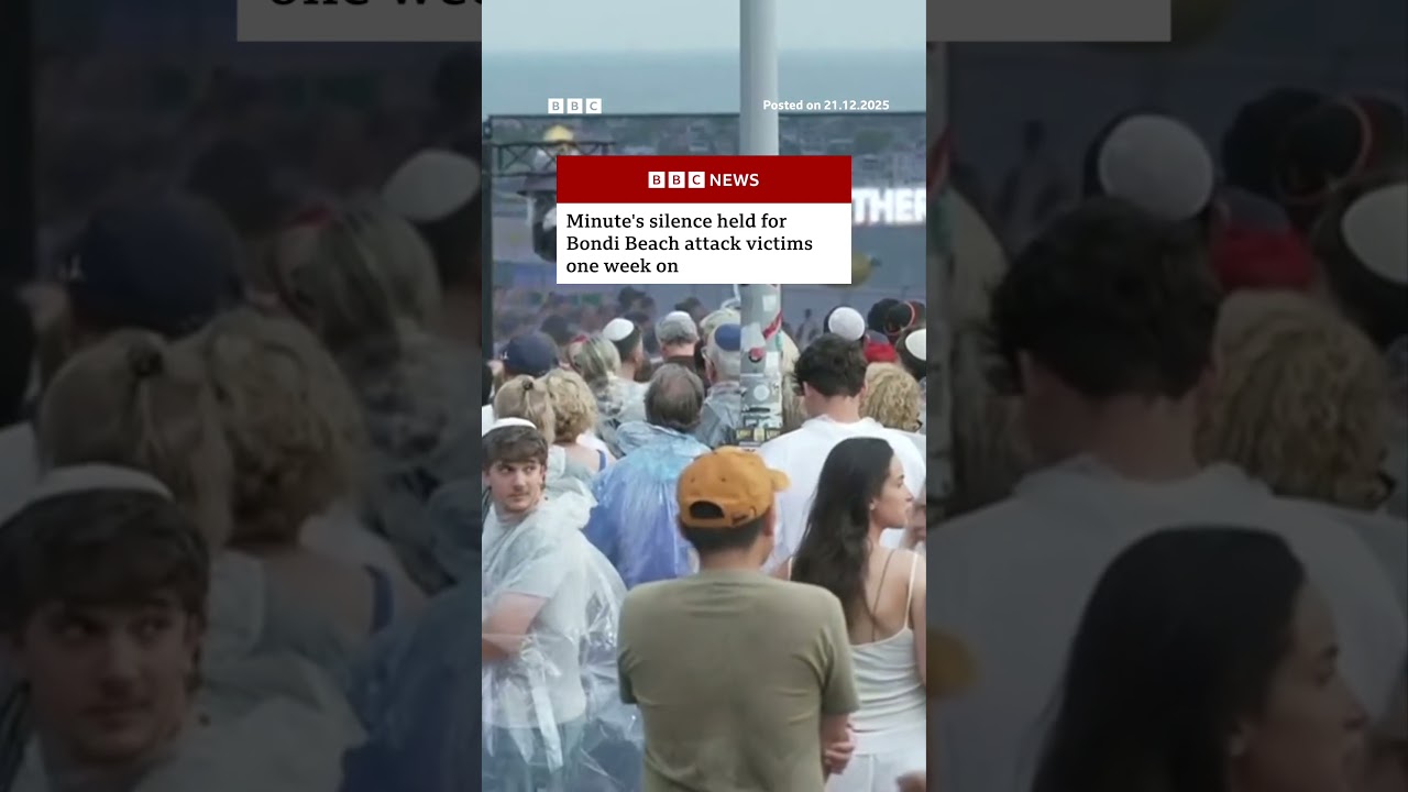 Watch as minute’s silence held for Bondi Beach attack victims one week on. #Australia #BBCNews