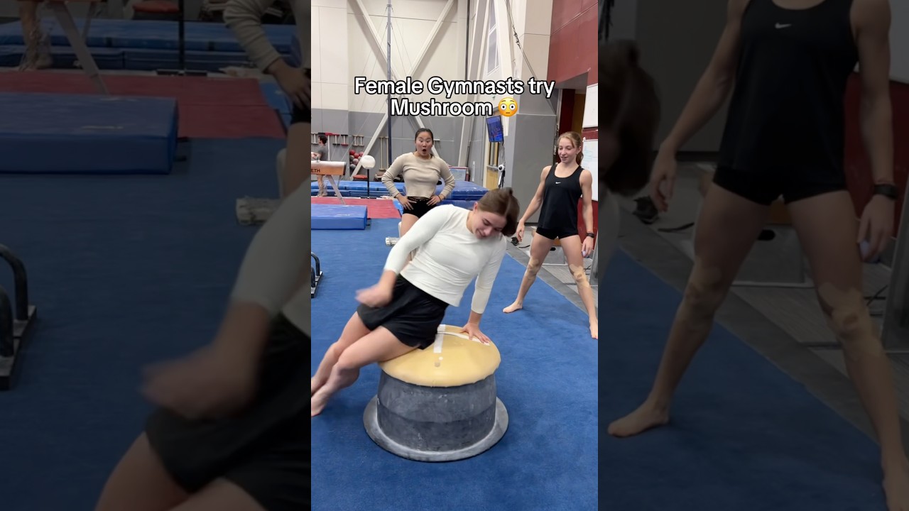 Women gymnasts try mushroom 😂#gymnastics #sports #olympics #olympic #fails