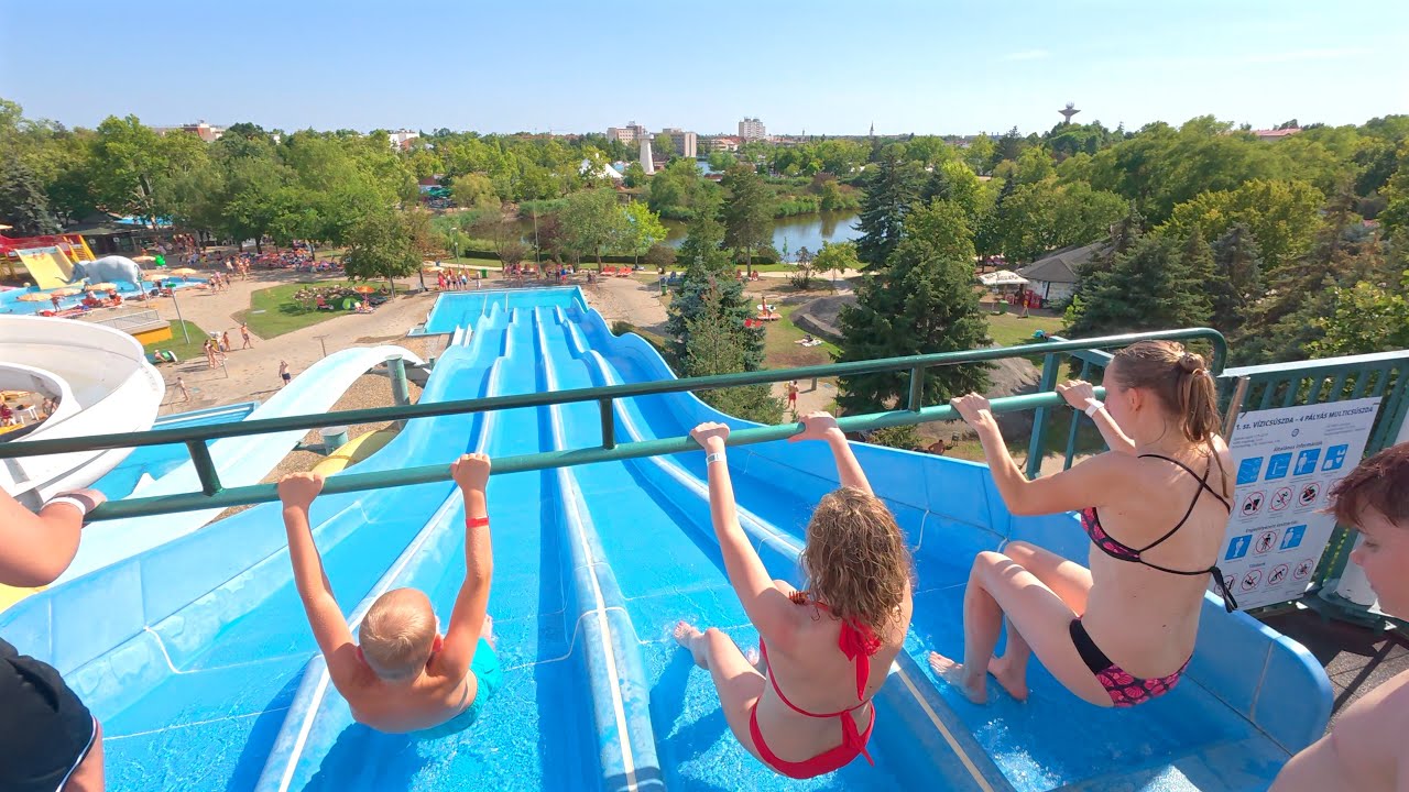 4 Track Giant Water Slide at HungaroSPA 🇭🇺