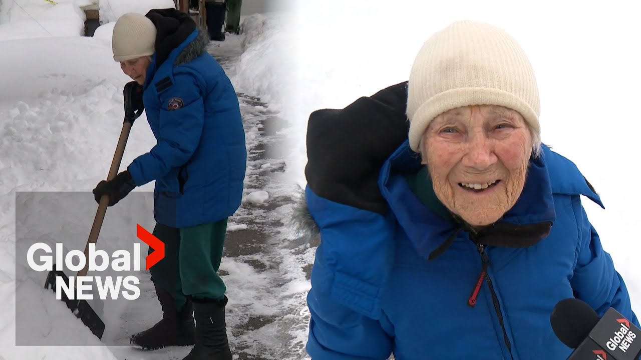 99-year-old Toronto lady shovels driveway, says she hasn’t seen so much snow in 20 years
