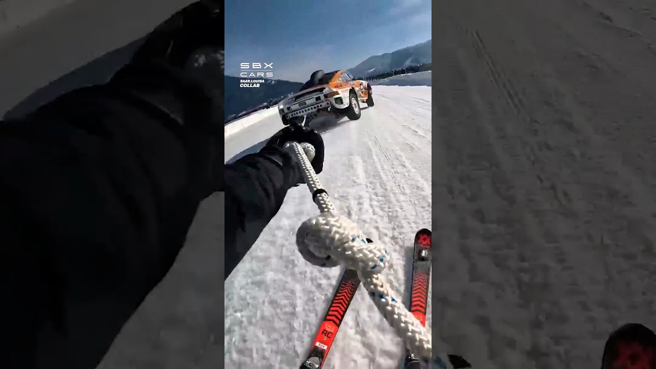 Car Skiing Race! ⛷️ #cars #extremesports #skiing
