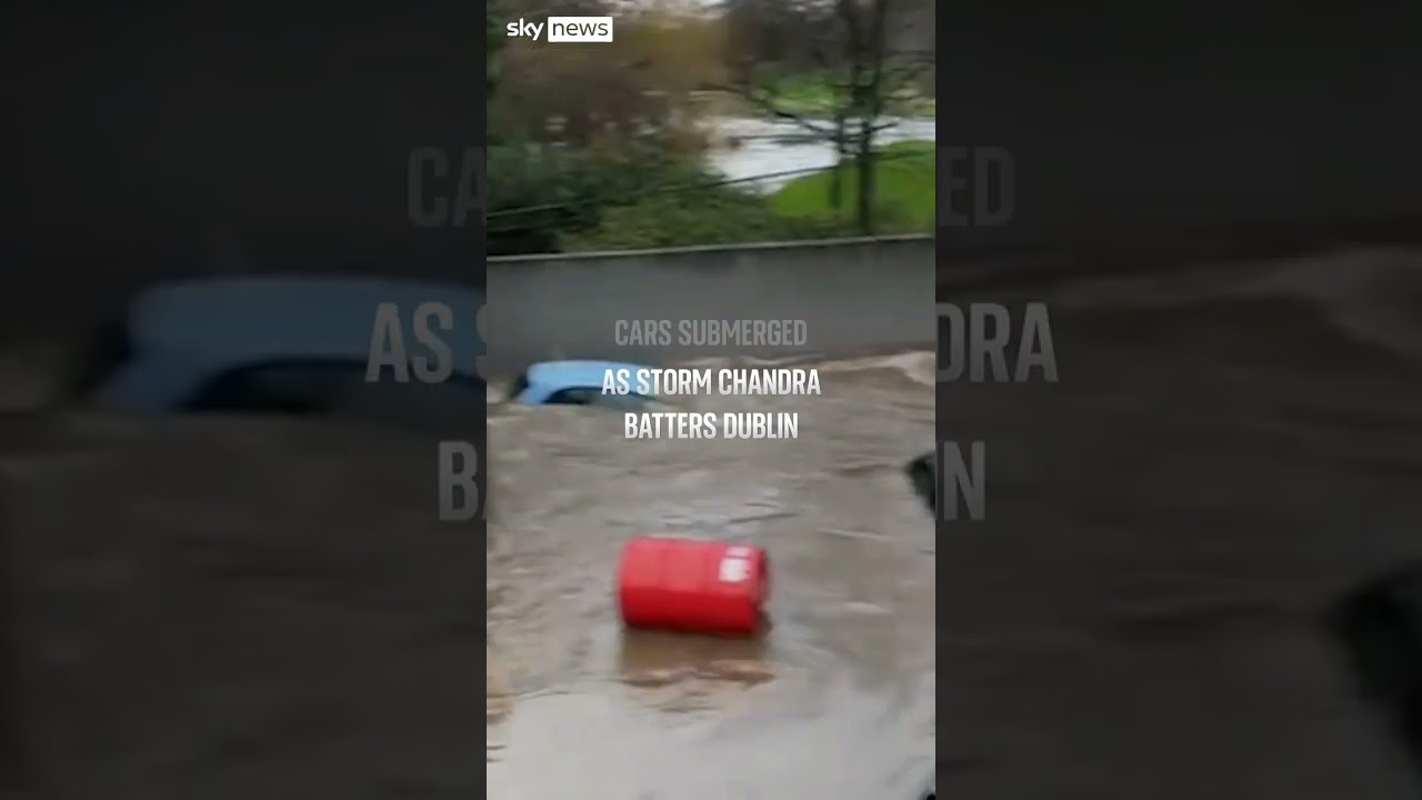 Cars submerged in Dublin floods