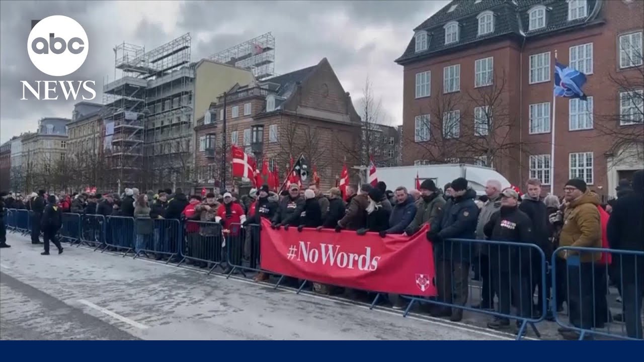 Danish veterans protest Trump outside of US embassy in Copenhagen