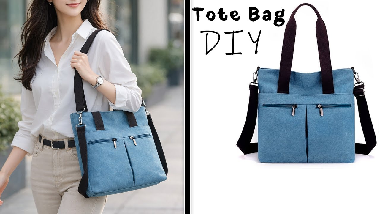 Female Tote Bag DIY from cloth | Multi Pockets Design