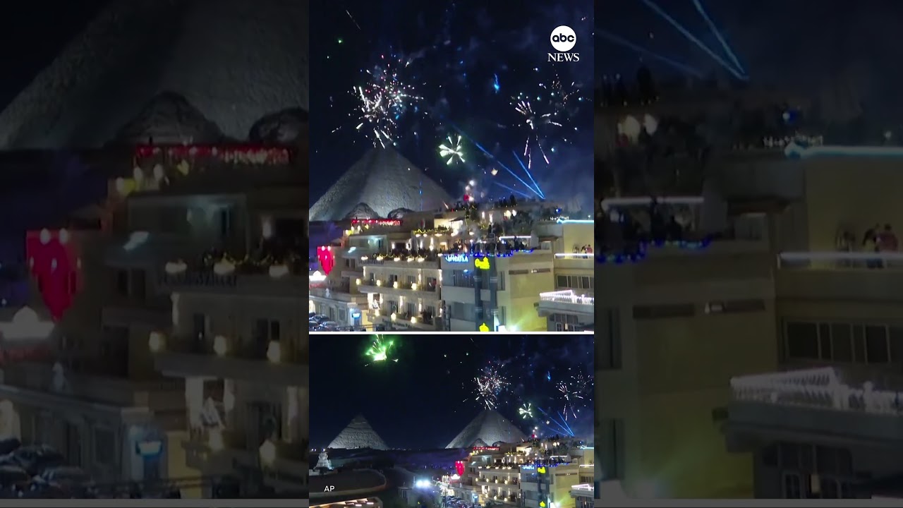 Fireworks over the Pyramids of Giza as Egypt celebrates new year