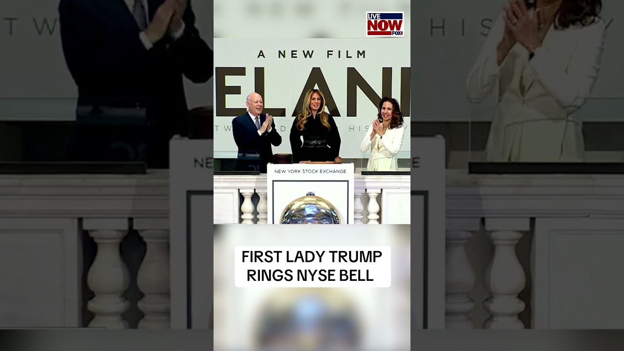 First Lady Melania Trump rings the New York Stock Exchange, opening bell to start the day’s trading.