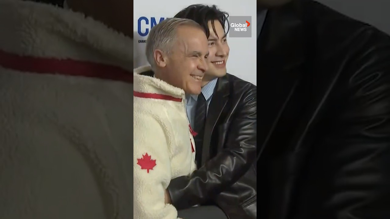 ‘Heated Rivalry’ star Hudson Williams and Canada PM Mark Carney embrace in fleece