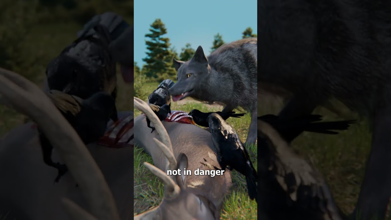 How Ravens And Wolves Hunt Together 😮