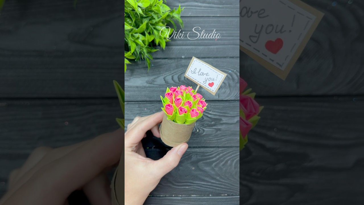 How to make EASY Paper Flowers DIYPaper Craft Gift Ideas #fyp #foryou #shorts