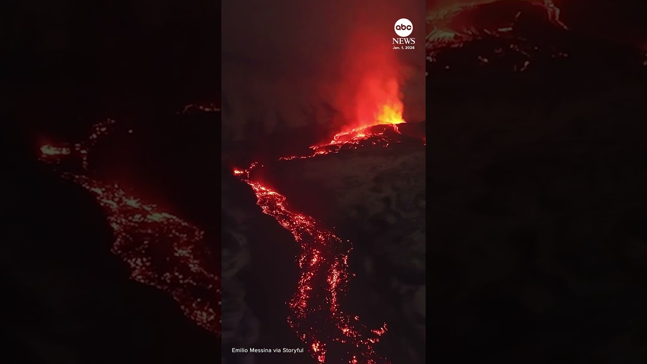 Lava flows on Mount Etna on New Year’s Day