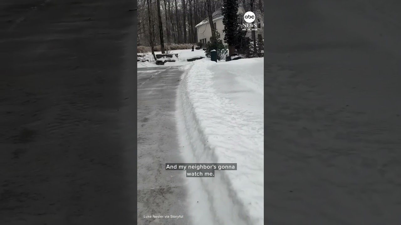 Man slides down icy driveway ‘like a penguin on my belly’